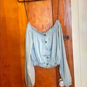 H&M’s Women’s (S) Green Off-Shoulder Crop Top